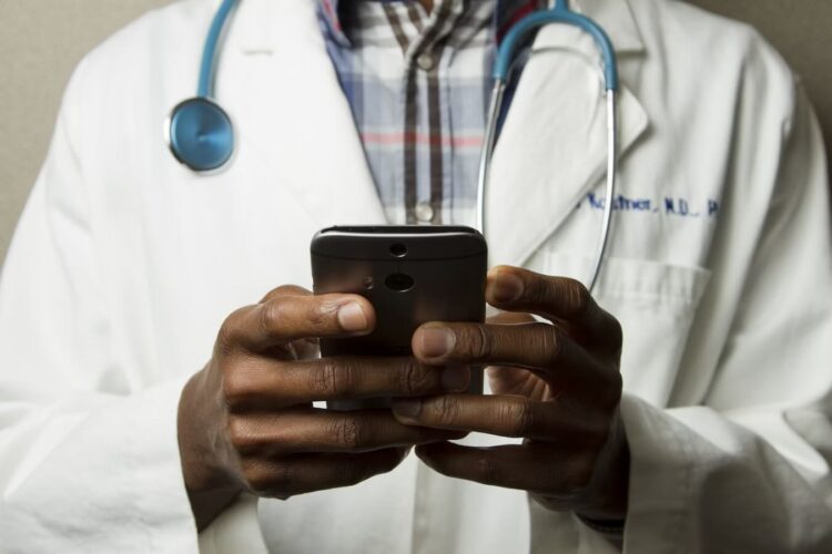 nurse with phone